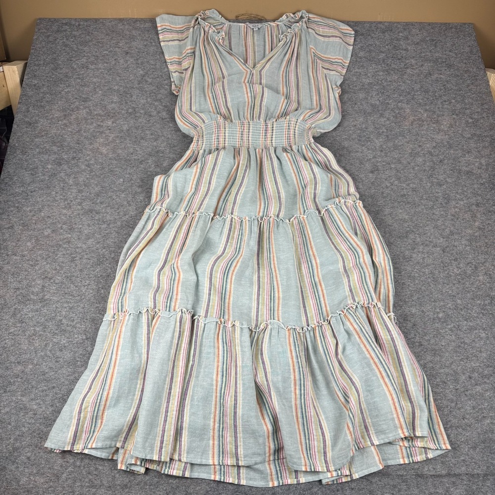 Rails‎ Amellia Dress Sag Harbour Stripe Cotton Smock Waist Ruffle Womens Small S
